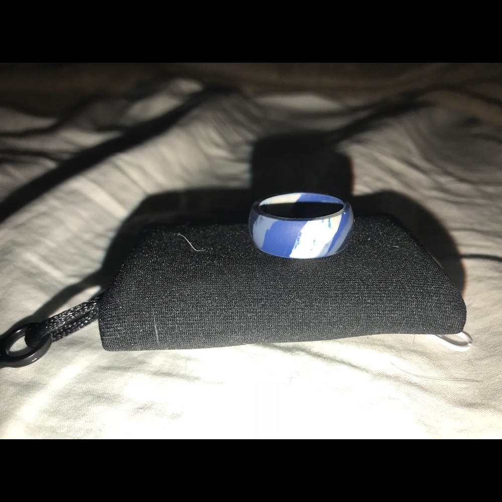 Qalo blue camo wedding ring